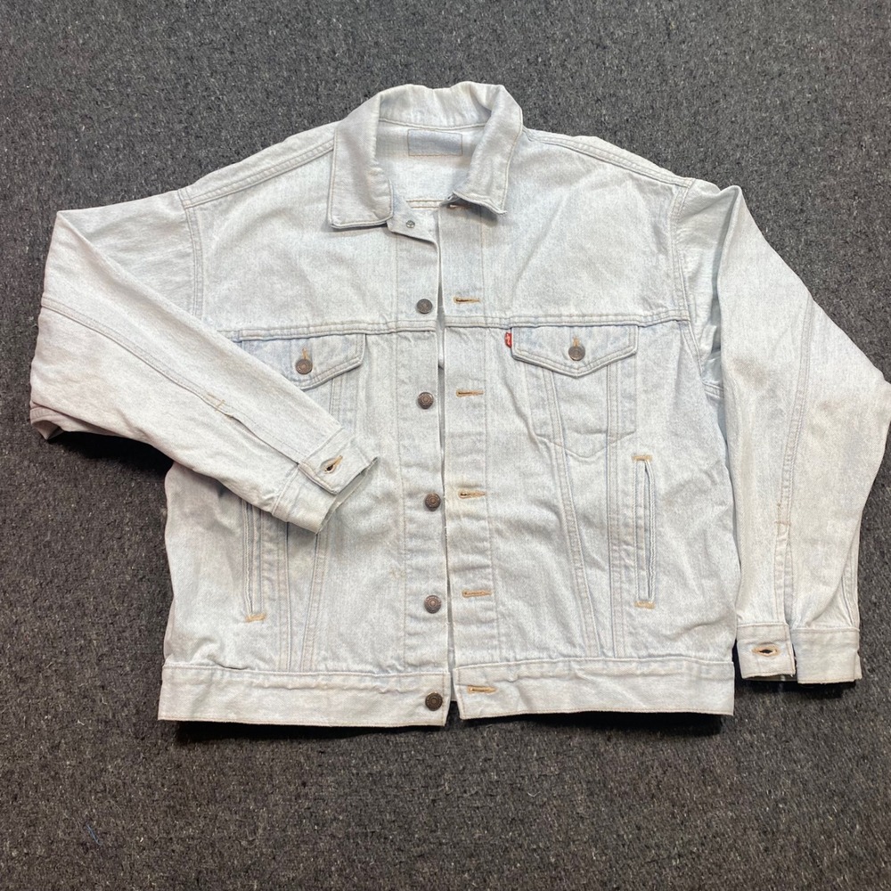 Levi Trucker Jacket Sz XL Mens Blue Skater Made in USA 90s Light Wash